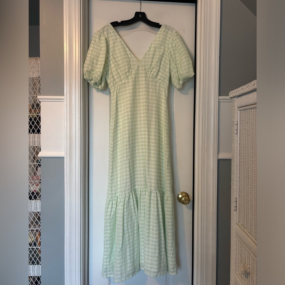 NWT Green Gingham Maxi Dress